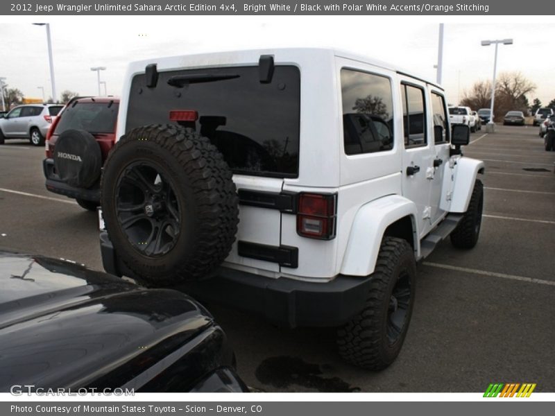 Bright White / Black with Polar White Accents/Orange Stitching 2012 Jeep Wrangler Unlimited Sahara Arctic Edition 4x4