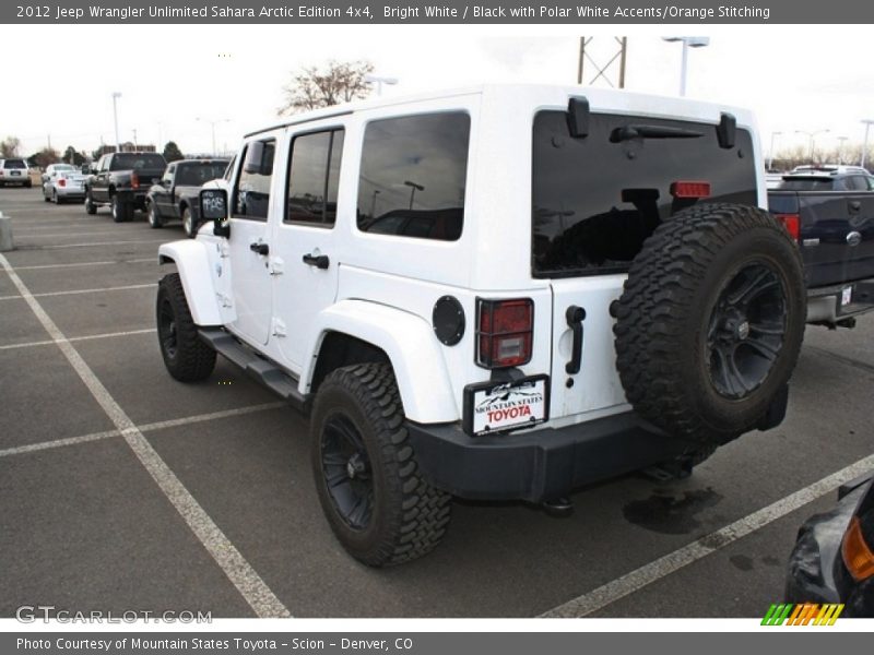 Bright White / Black with Polar White Accents/Orange Stitching 2012 Jeep Wrangler Unlimited Sahara Arctic Edition 4x4