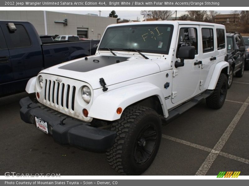 Bright White / Black with Polar White Accents/Orange Stitching 2012 Jeep Wrangler Unlimited Sahara Arctic Edition 4x4