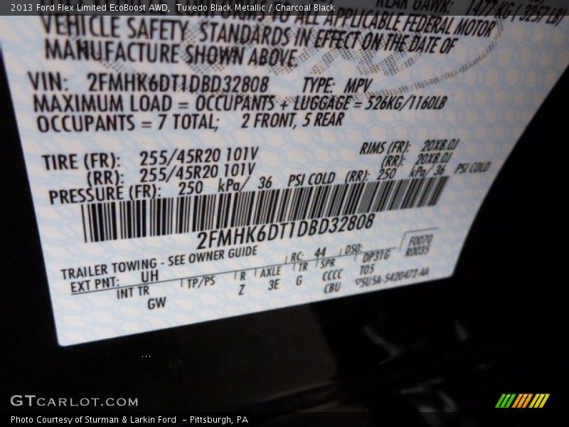 2013 Flex Limited EcoBoost AWD Tuxedo Black Metallic Color Code UH