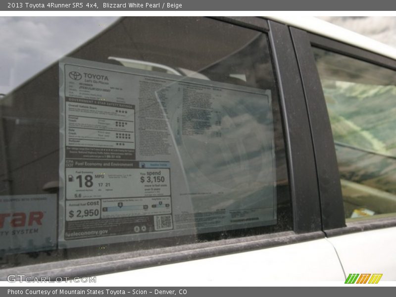 Blizzard White Pearl / Beige 2013 Toyota 4Runner SR5 4x4