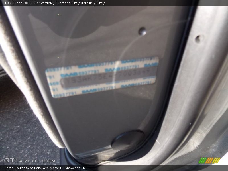 Plantana Gray Metallic / Grey 1993 Saab 900 S Convertible