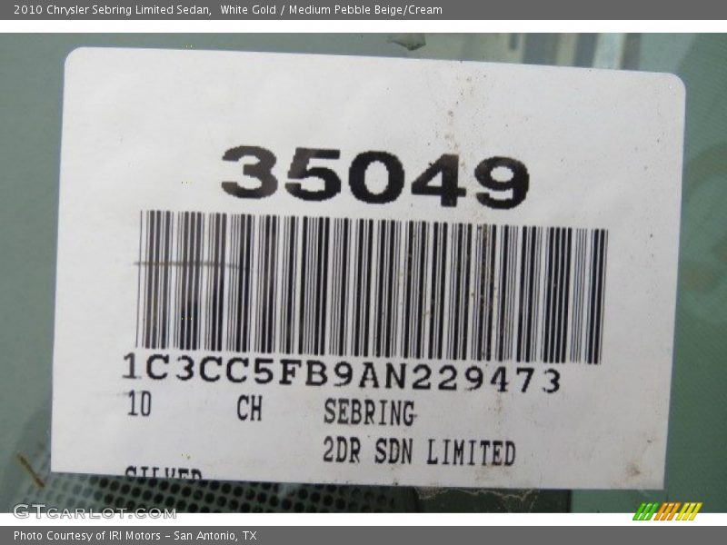 White Gold / Medium Pebble Beige/Cream 2010 Chrysler Sebring Limited Sedan