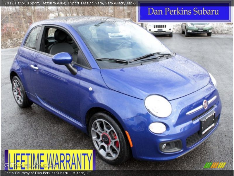 Azzurro (Blue) / Sport Tessuto Nero/Nero (Black/Black) 2012 Fiat 500 Sport