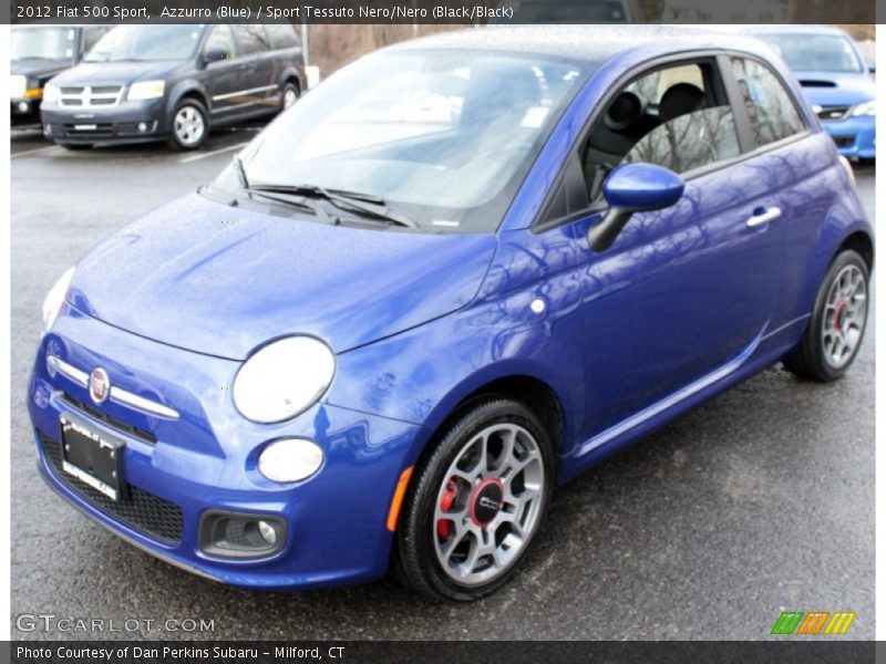 Azzurro (Blue) / Sport Tessuto Nero/Nero (Black/Black) 2012 Fiat 500 Sport