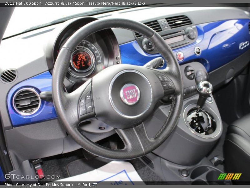 Azzurro (Blue) / Sport Tessuto Nero/Nero (Black/Black) 2012 Fiat 500 Sport