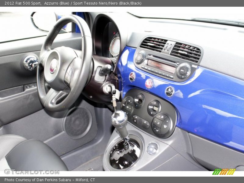 Azzurro (Blue) / Sport Tessuto Nero/Nero (Black/Black) 2012 Fiat 500 Sport