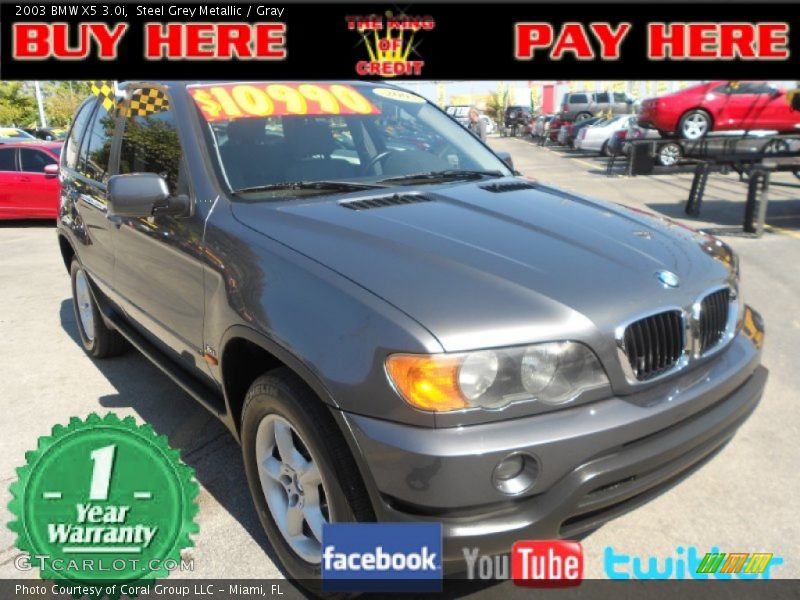Steel Grey Metallic / Gray 2003 BMW X5 3.0i