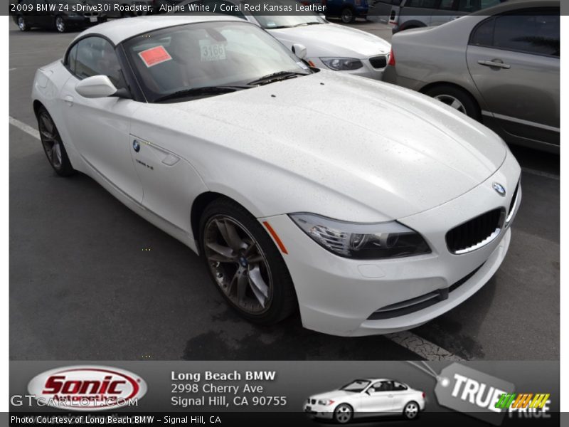 Alpine White / Coral Red Kansas Leather 2009 BMW Z4 sDrive30i Roadster