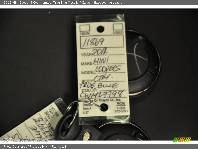 True Blue Metallic / Carbon Black Lounge Leather 2012 Mini Cooper S Countryman