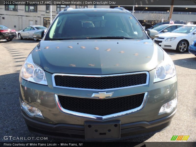 Steel Green Metallic / Dark Gray/Light Gray 2011 Chevrolet Traverse LT AWD