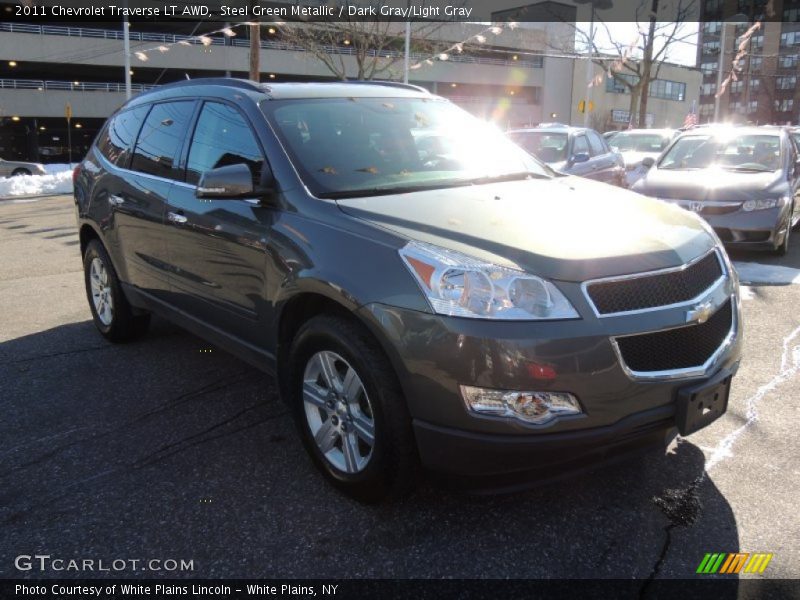 Steel Green Metallic / Dark Gray/Light Gray 2011 Chevrolet Traverse LT AWD