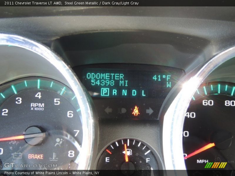 Steel Green Metallic / Dark Gray/Light Gray 2011 Chevrolet Traverse LT AWD