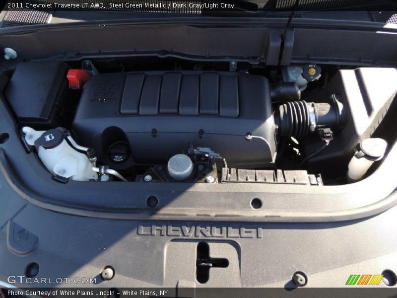 Steel Green Metallic / Dark Gray/Light Gray 2011 Chevrolet Traverse LT AWD