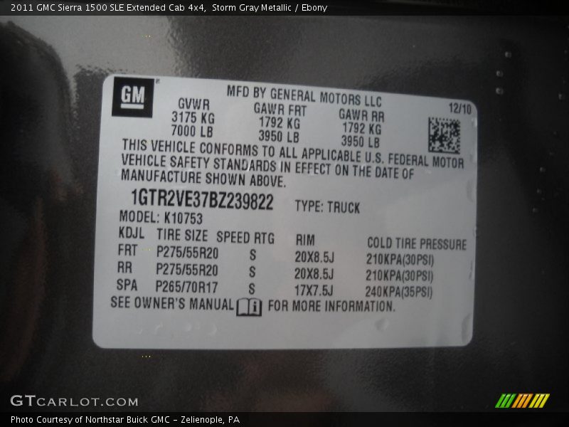 Storm Gray Metallic / Ebony 2011 GMC Sierra 1500 SLE Extended Cab 4x4