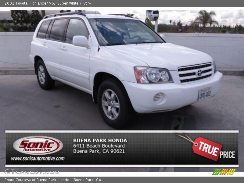 Super White / Ivory 2001 Toyota Highlander V6