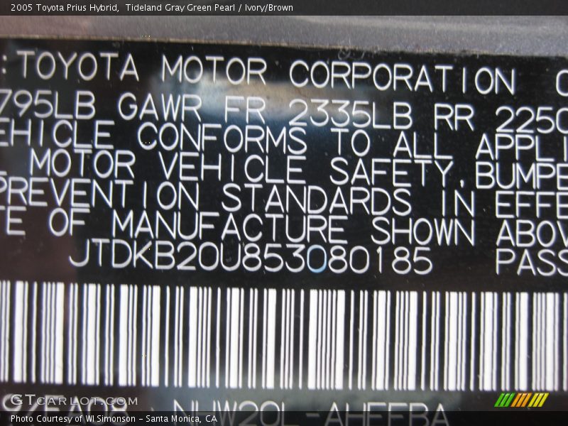 Tideland Gray Green Pearl / Ivory/Brown 2005 Toyota Prius Hybrid
