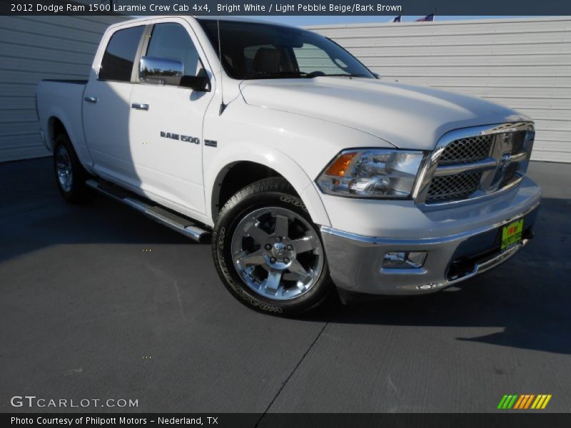 Bright White / Light Pebble Beige/Bark Brown 2012 Dodge Ram 1500 Laramie Crew Cab 4x4