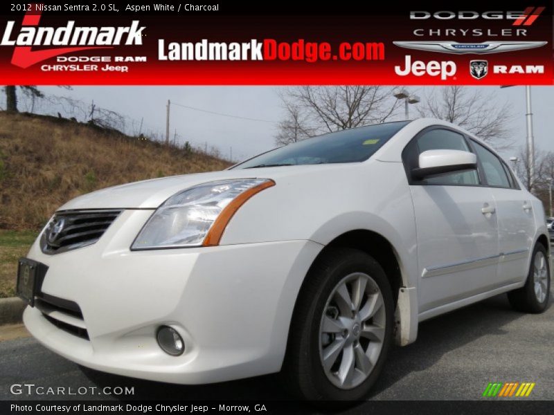 Aspen White / Charcoal 2012 Nissan Sentra 2.0 SL