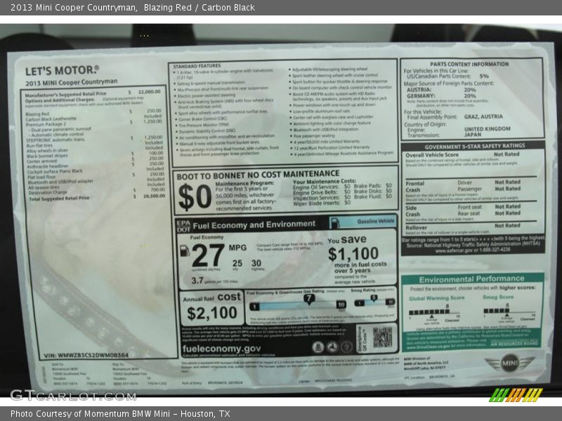 Blazing Red / Carbon Black 2013 Mini Cooper Countryman