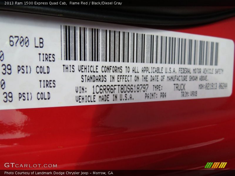 2013 1500 Express Quad Cab Flame Red Color Code PR4
