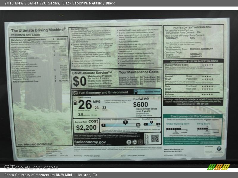 Black Sapphire Metallic / Black 2013 BMW 3 Series 328i Sedan