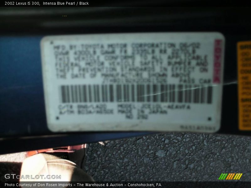Intensa Blue Pearl / Black 2002 Lexus IS 300