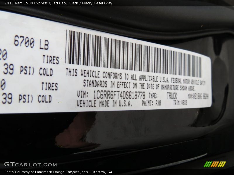 Black / Black/Diesel Gray 2013 Ram 1500 Express Quad Cab