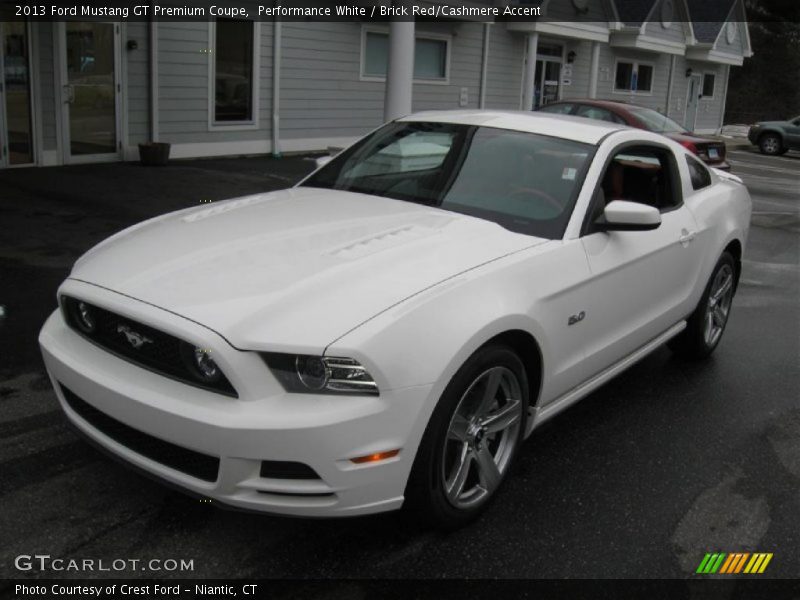 Performance White / Brick Red/Cashmere Accent 2013 Ford Mustang GT Premium Coupe