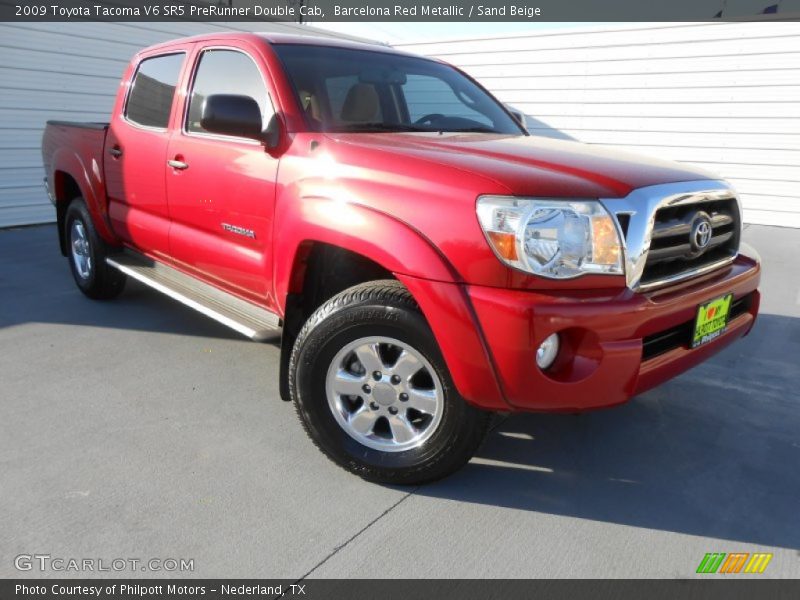 Barcelona Red Metallic / Sand Beige 2009 Toyota Tacoma V6 SR5 PreRunner Double Cab