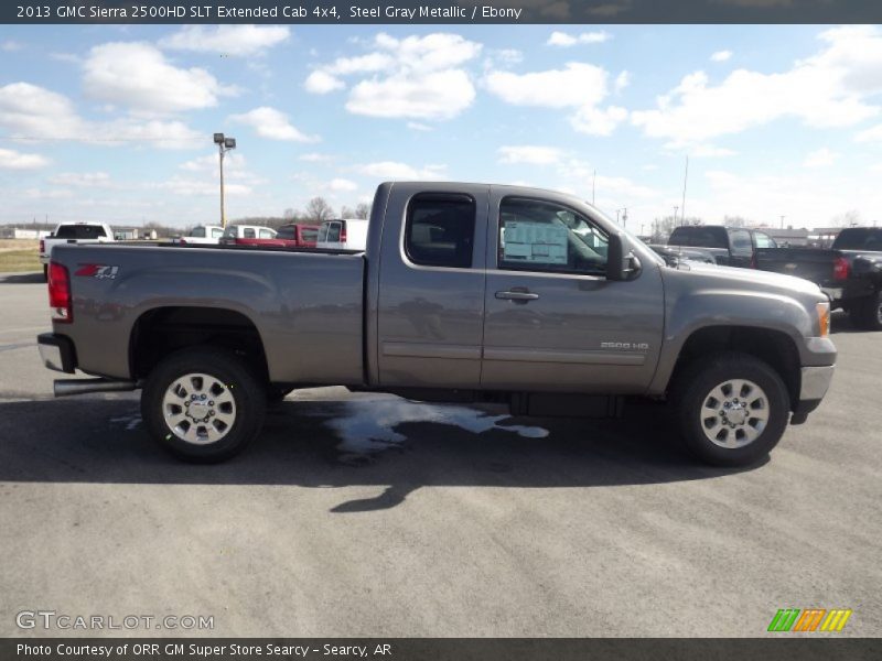 Steel Gray Metallic / Ebony 2013 GMC Sierra 2500HD SLT Extended Cab 4x4