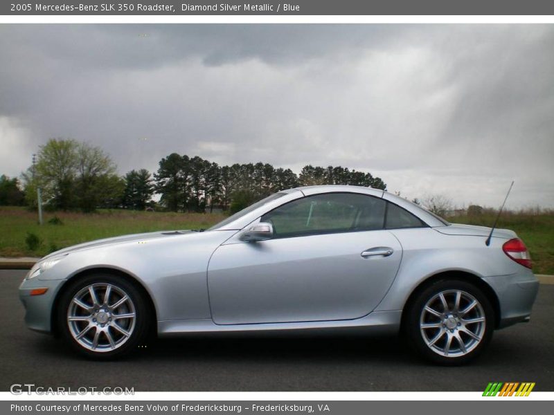 Diamond Silver Metallic / Blue 2005 Mercedes-Benz SLK 350 Roadster
