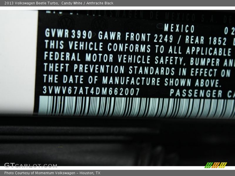 Candy White / Anthracite Black 2013 Volkswagen Beetle Turbo