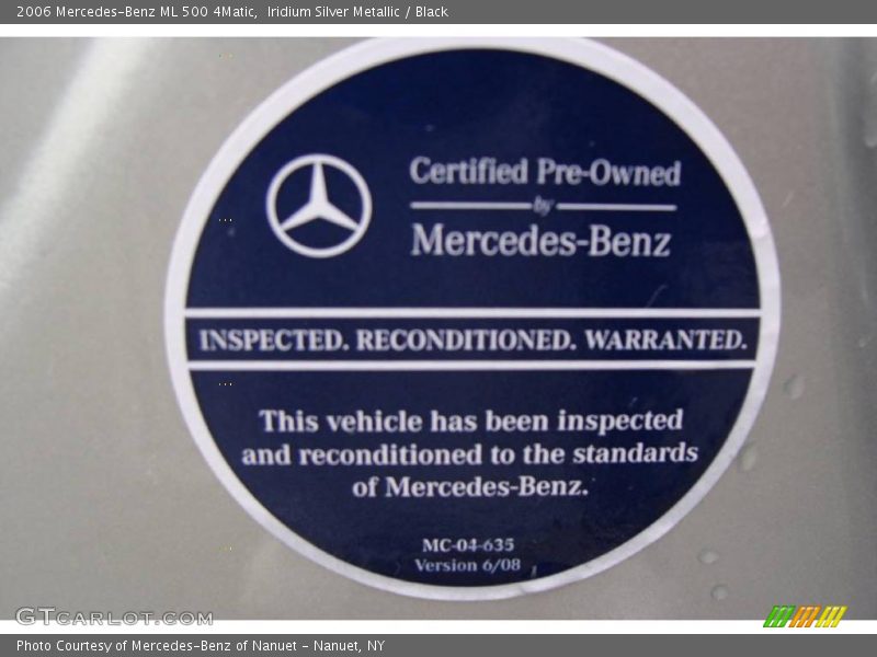 Iridium Silver Metallic / Black 2006 Mercedes-Benz ML 500 4Matic