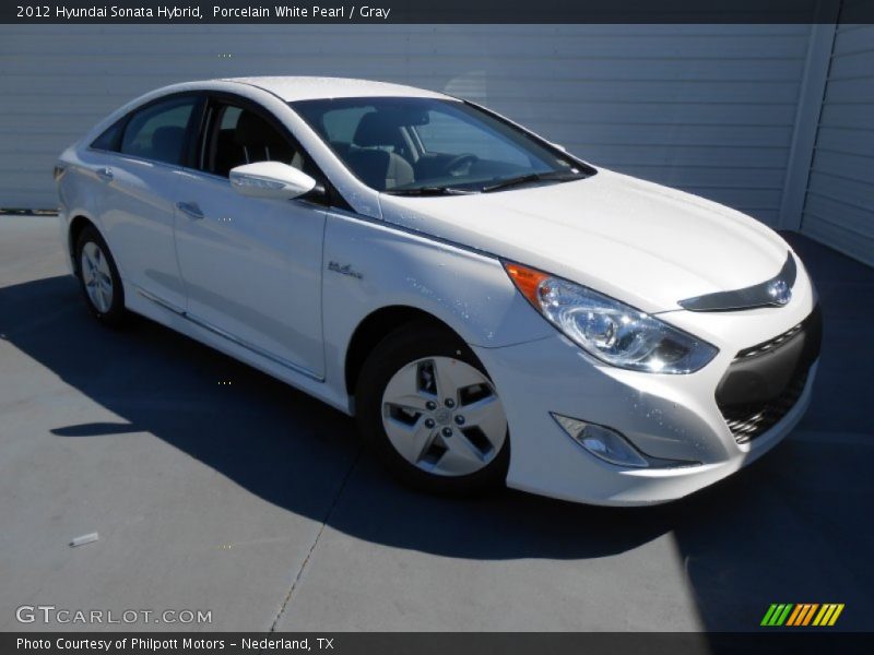 Porcelain White Pearl / Gray 2012 Hyundai Sonata Hybrid