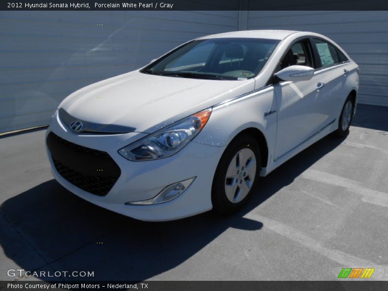 Porcelain White Pearl / Gray 2012 Hyundai Sonata Hybrid