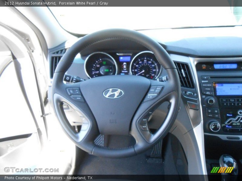 Porcelain White Pearl / Gray 2012 Hyundai Sonata Hybrid