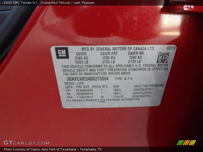 Crystal Red Tintcoat / Light Titanium 2013 GMC Terrain SLT