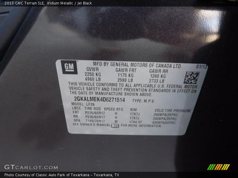 Iridium Metallic / Jet Black 2013 GMC Terrain SLE