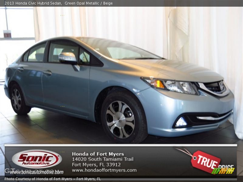 Green Opal Metallic / Beige 2013 Honda Civic Hybrid Sedan