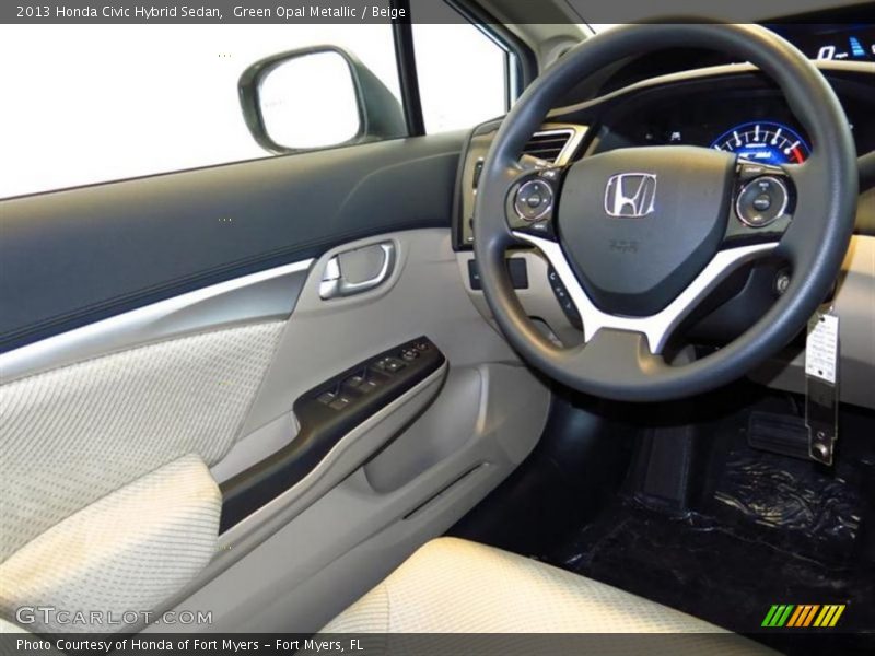 Green Opal Metallic / Beige 2013 Honda Civic Hybrid Sedan