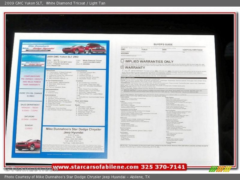 White Diamond Tricoat / Light Tan 2009 GMC Yukon SLT
