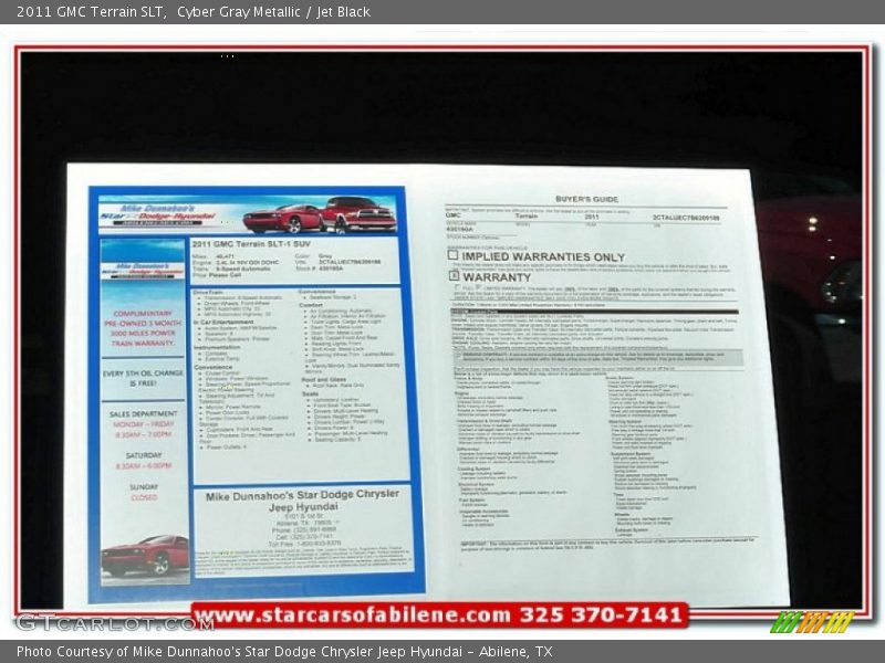 Cyber Gray Metallic / Jet Black 2011 GMC Terrain SLT