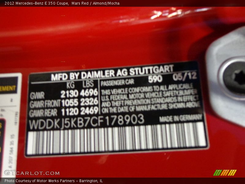 Mars Red / Almond/Mocha 2012 Mercedes-Benz E 350 Coupe