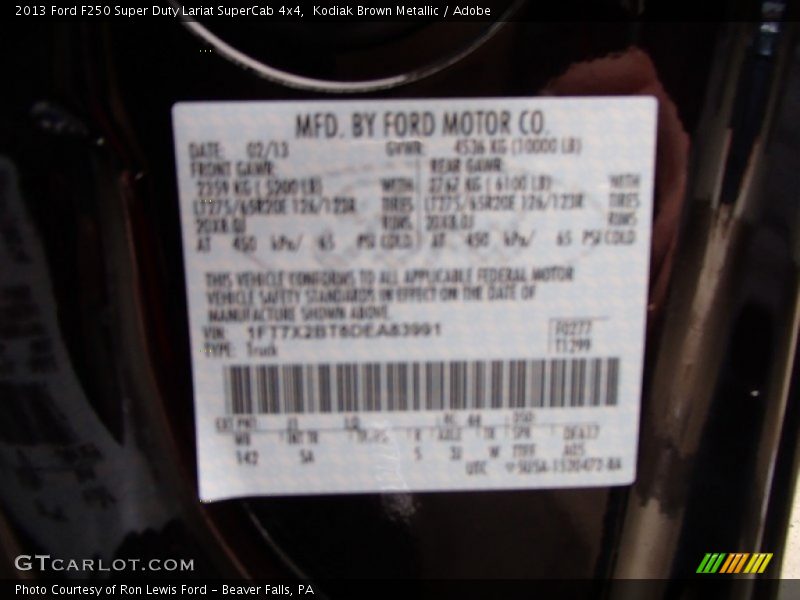 Kodiak Brown Metallic / Adobe 2013 Ford F250 Super Duty Lariat SuperCab 4x4