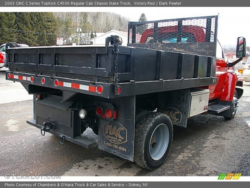 Victory Red / Dark Pewter 2003 GMC C Series TopKick C4500 Regular Cab Chassis Stake Truck