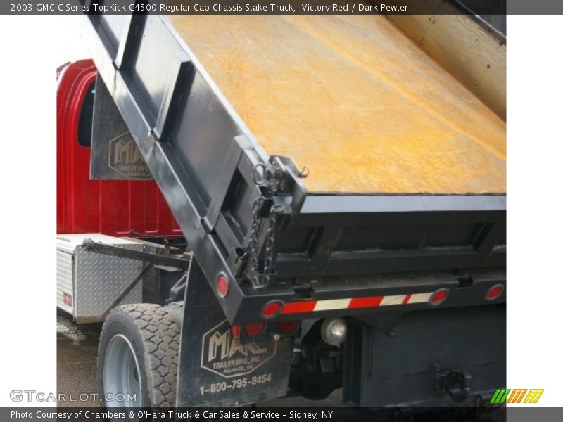 Victory Red / Dark Pewter 2003 GMC C Series TopKick C4500 Regular Cab Chassis Stake Truck