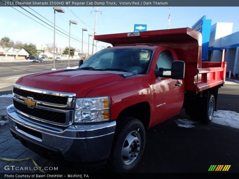 Victory Red / Dark Titanium 2013 Chevrolet Silverado 3500HD WT Regular Cab Dump Truck