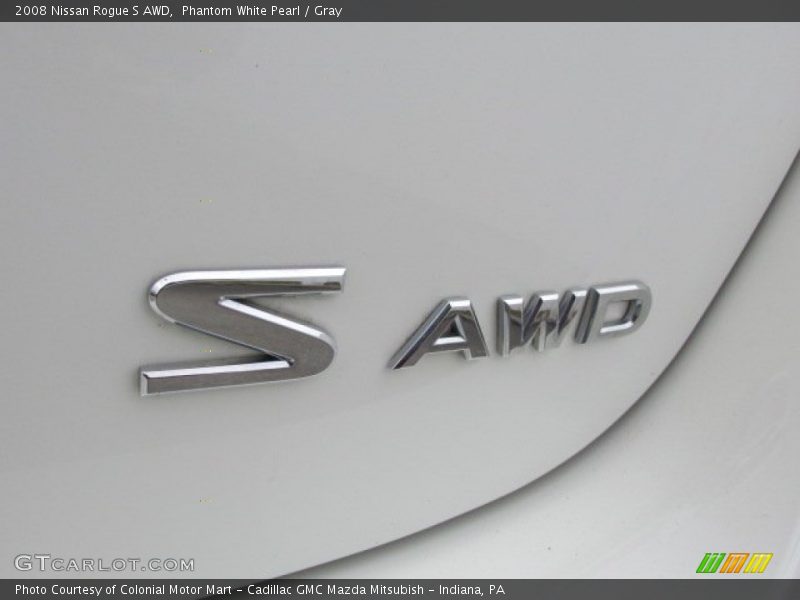 Phantom White Pearl / Gray 2008 Nissan Rogue S AWD