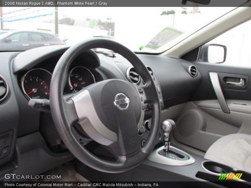 Phantom White Pearl / Gray 2008 Nissan Rogue S AWD